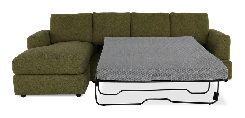 Made in Canada Customizable Sofa Lab Curve Fabric Left-Facing Sofabed Sectional - Chenille Moss