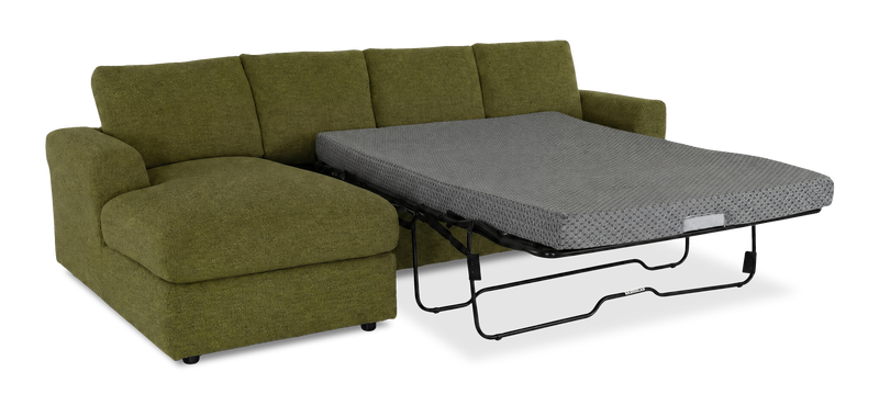 Made in Canada Customizable Sofa Lab Curve Fabric Left-Facing Sofabed Sectional - Chenille Moss