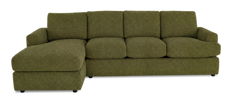 Made in Canada Customizable Sofa Lab Curve Fabric Left-Facing Sofabed Sectional - Chenille Moss