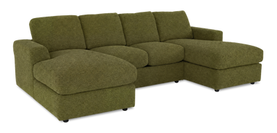 Made in Canada Customizable Sofa Lab Curve Fabric Double Chaise Sectional - Chenille Moss | Sofa sectionnel avec deux fauteuils longs personnalisable Curve de Sofa Lab fabriqué au Canada en tissu - Chenille Moss
