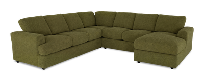 Made in Canada Customizable Sofa Lab Curve 4-Piece Right-Facing Sectional with Chaise - Chenille Moss | Sofa sectionnel de droite 4 pièces avec fauteuil long personnalisable Curve de Sofa Lab fabriqué au Canada en tissu - Chenille Moss