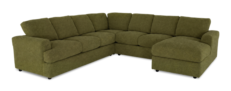 Made in Canada Customizable Sofa Lab Curve 4-Piece Right-Facing Sectional with Chaise - Chenille Moss