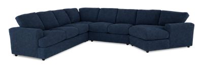 Made in Canada Customizable Sofa Lab Curve 4-Piece Right-Facing Sectional with Cuddler - Chenille Pacific | Sofa sectionnel de droite 4 pièces avec fauteuil enveloppant personnalisable Curve de Sofa Lab fabriqué au Canada en tissu - Chenille Pacific