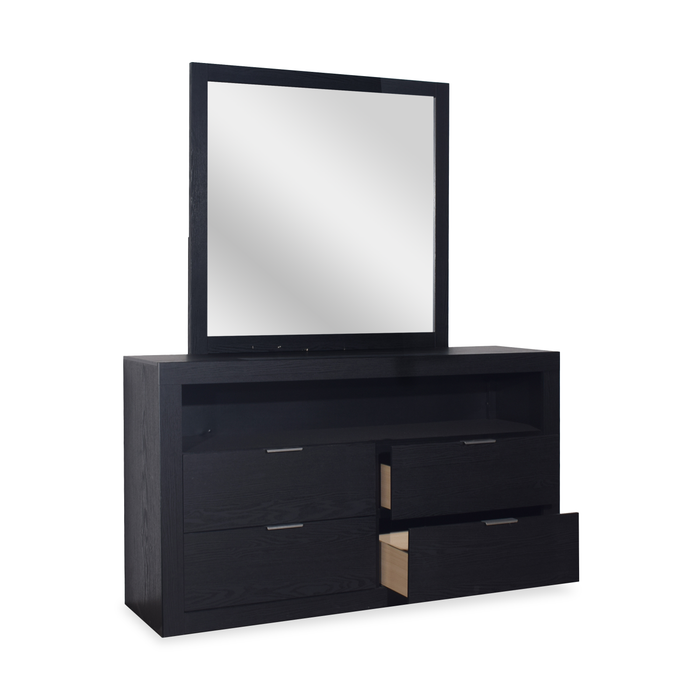 Delta Bedroom 4-Drawer Dresser with Storage Shelf, 57\"W x 33\"H - Black