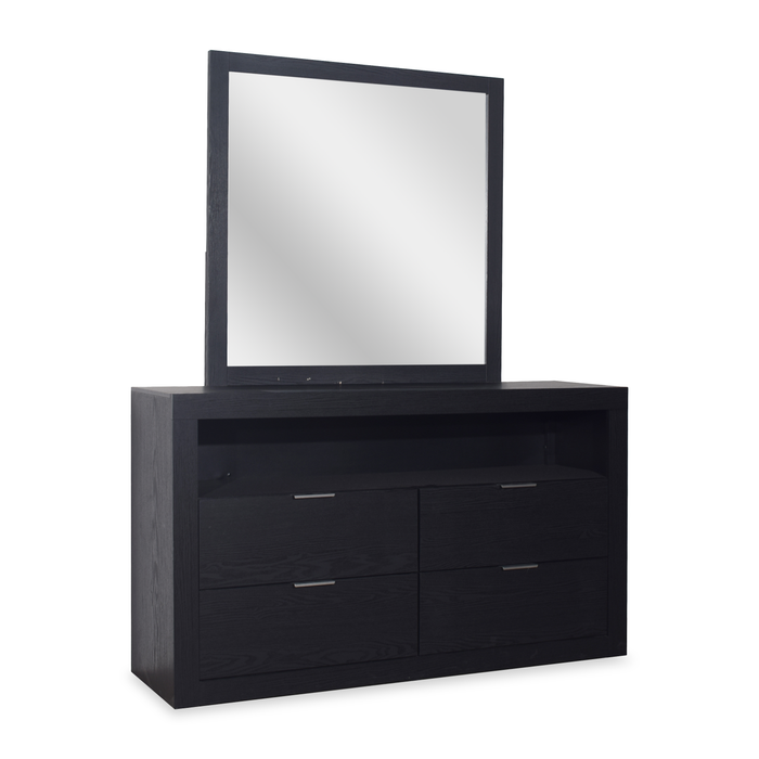 Delta Bedroom 4-Drawer Dresser with Storage Shelf, 57\"W x 33\"H - Black