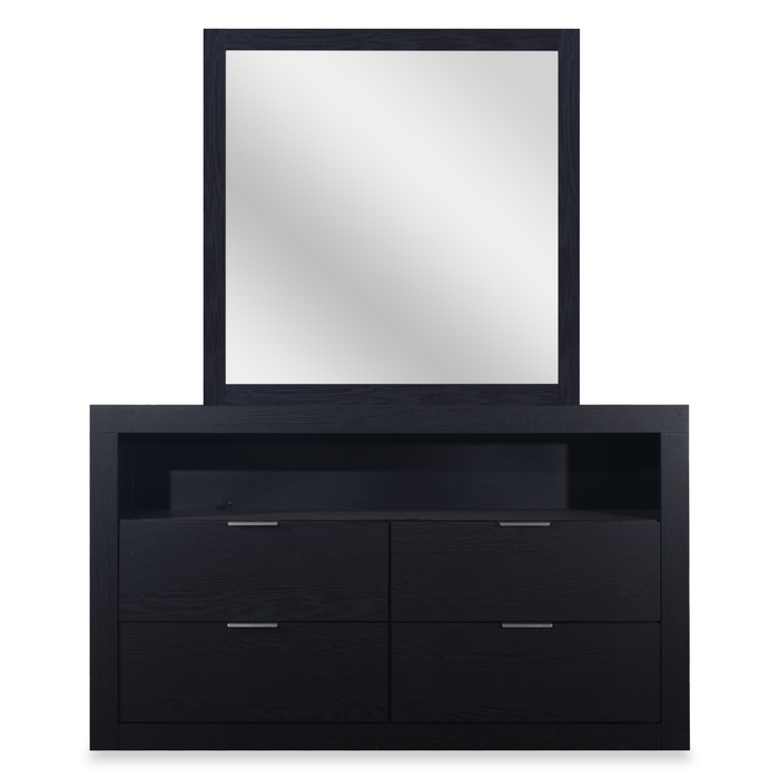 Delta 6pc Bedroom Set with Bed, Dresser, Mirror & Nightstand, Black - King Size