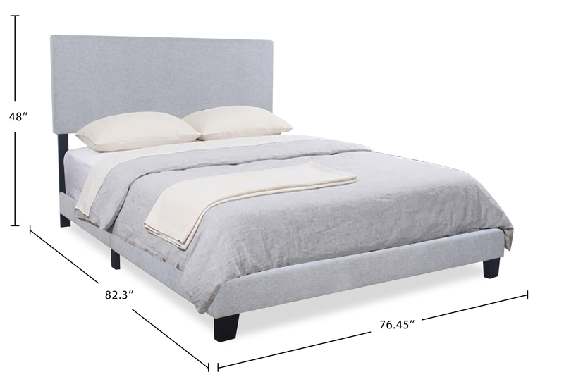 Delta Upholstered Bed in Grey Polyester Fabric - King Size