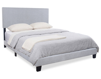 Delta Upholstered Bed in Grey Polyester Fabric - Queen Size 
