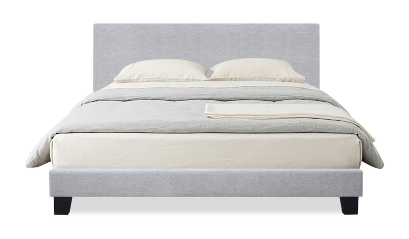 Delta Upholstered Bed in Grey Polyester Fabric - Queen Size