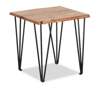 Dillion 22” Industrial End Table with Iron Hairpin Legs – Natural Acacia 