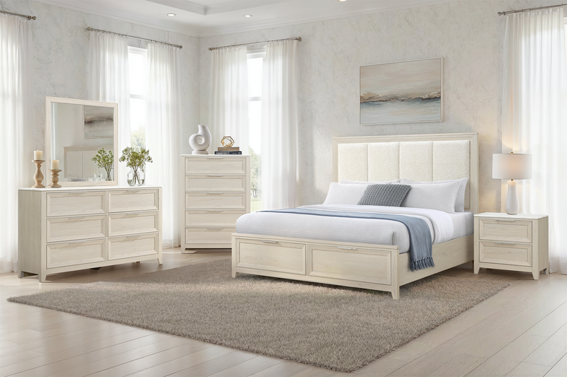 Elana Bedroom Chest of Drawers, 5-Drawer 38”W x 55”H with Real Marble Top – Beige