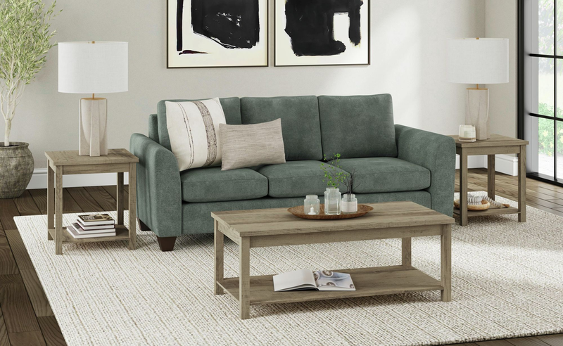 Eleanor 48” Contemporary 3-Pack Coffee + 2 End Tables - Brown