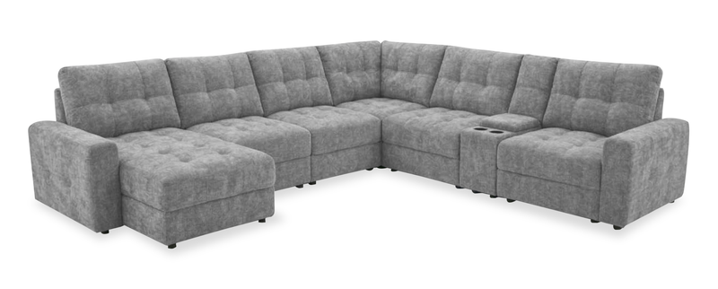 Scott Living Elevate Modular 7-Piece Left-Facing Chenille Fabric Power Reclining and Sliding Sectional - Grey