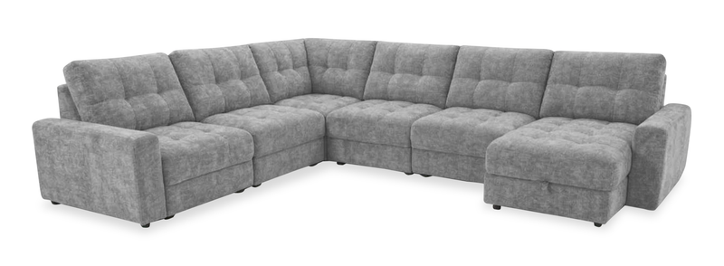Scott Living Elevate Modular 6-Piece Right-Facing Chenille Fabric Power Reclining and Sliding Sectional - Grey