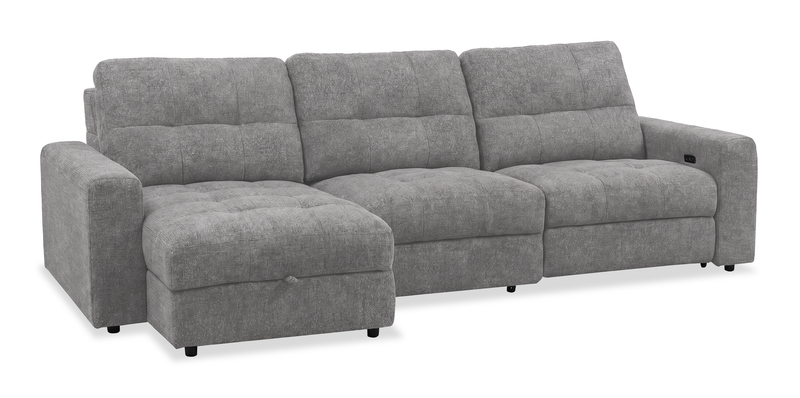 Scott Living Elevate Modular 3-Piece Left-Facing Chenille Fabric Power Reclining and Sliding Sectional - Grey