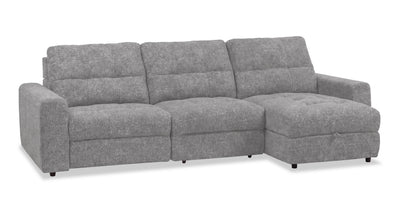 Scott Living Elevate Modular 3-Piece Right-Facing Chenille Fabric Power Reclining and Sliding Sectional - Grey | Sofa sectionnel modulaire à coulissement et inclinaison électriques de droite Elevate de Scott Living 3 pièces en tissu de chenille - gris