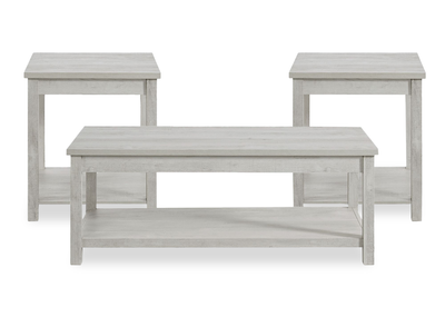 Eleanor 48” Contemporary 3-Pack Coffee + 2 End Tables - White | Ensemble de 3 tables contemporaines Eleanor de 48 po, table à café et 2 tables de bout - blanc