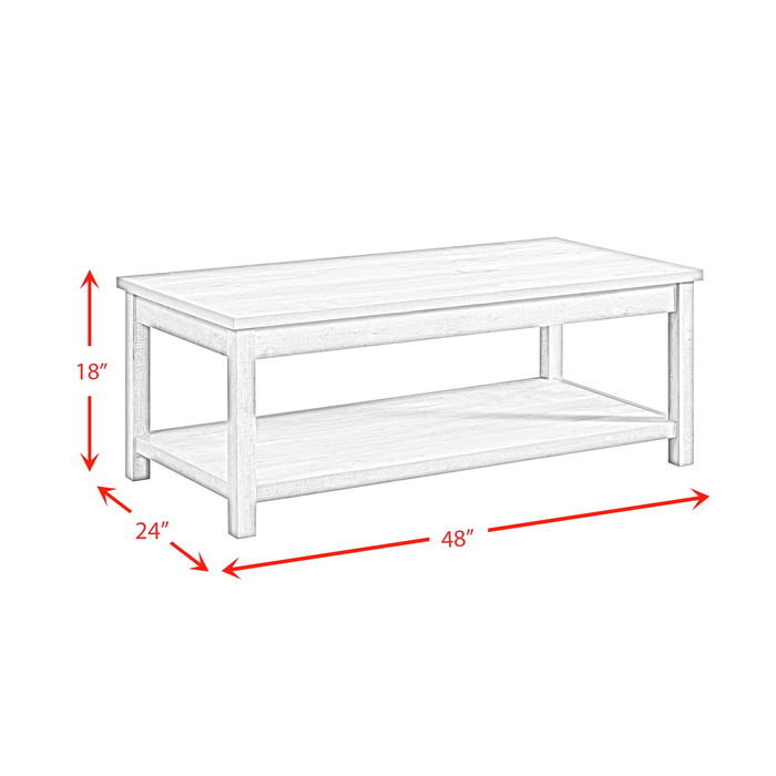Eleanor 48” Contemporary 3-Pack Coffee + 2 End Tables - White