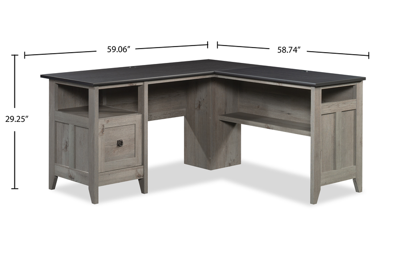 Ellery 59.06\" L-Shaped Office Desk with Cable Management – Mystic Oak