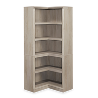Elven 29.25” Corner Bookcase with 5 Open Shelves – Chalked Chestnut 