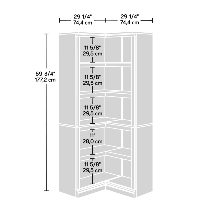Elven 29.25” Corner Bookcase with 5 Open Shelves – Select Cherry