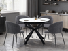 Evita Dining Chair with Cushion Fabric Seat & Back, Metal – Grey | Chaise de salle à manger Evita en métal avec coussin de siège et dossier en tissu - grise