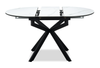 Evita Dining Table with Extension Sintered Stone Top, 41-54"W Round, Metal - Grey/Black | Table de salle à manger ronde Evita de 41 po à 54 po (L) en métal avec rallonge et dessus en pierre frittée - grise et noire