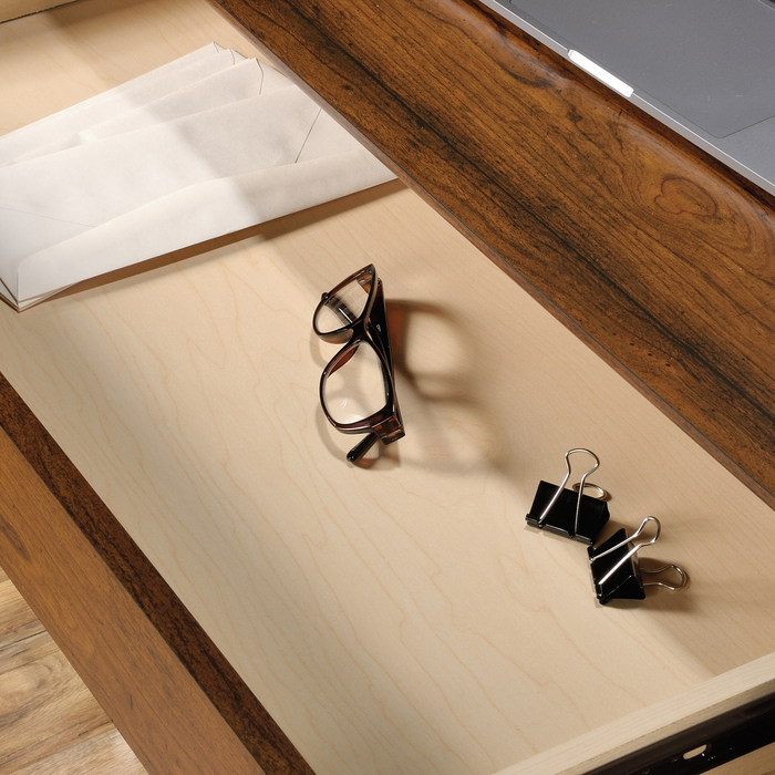 Forge 59.06\" Office Desk with 3 Drawers and Cable Management – Washington Cherry
