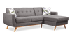 Kort & Co. Freeman 2-Piece Right-Facing Sectional with Wood Legs – Charcoal Grey