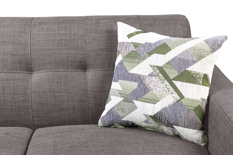 Kort & Co. Freeman 2-Piece Linen-Look Fabric Sectional with Wood Legs – Charcoal Grey