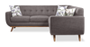 Kort & Co. Freeman 2-Piece Linen-Look Fabric Sectional with Wood Legs – Charcoal Grey | Sofa sectionnel Freeman de Kort & Co. 2 pièces po en tissu d’apparence lin avec pattes en bois - gris anthracite