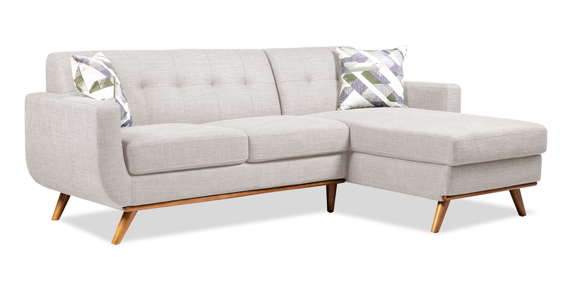 Kort & Co. Freeman 2-Piece Right-Facing Sectional with Wood Legs – Dove White