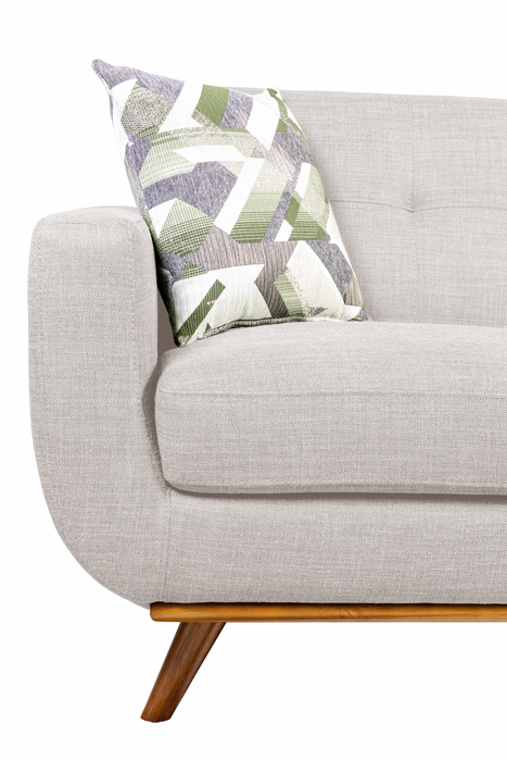 Kort & Co. Freeman 2-Piece Linen-Look Fabric Sectional with Wood Legs – Dove White
