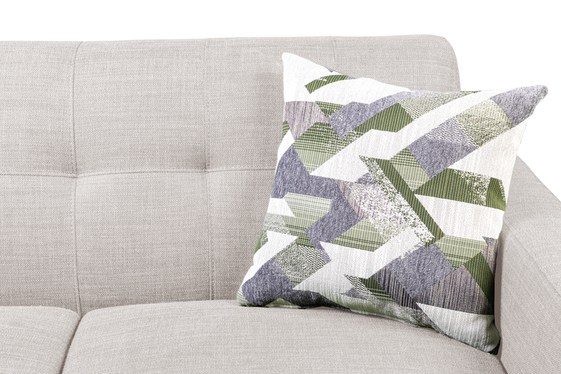 Kort & Co. Freeman 2-Piece Linen-Look Fabric Sectional with Wood Legs – Dove White