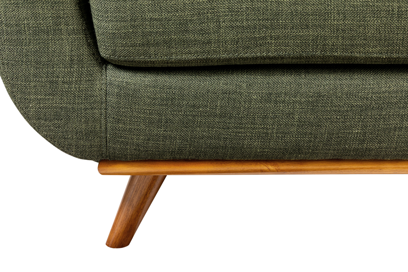 Kort & Co. Freeman 2-Piece Linen-Look Fabric Sectional with Wood Legs – Avocado Green