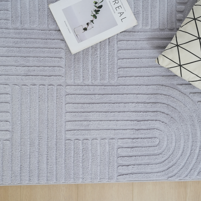 Geo Grey Washable Area Rug - 5’ x 7’ 