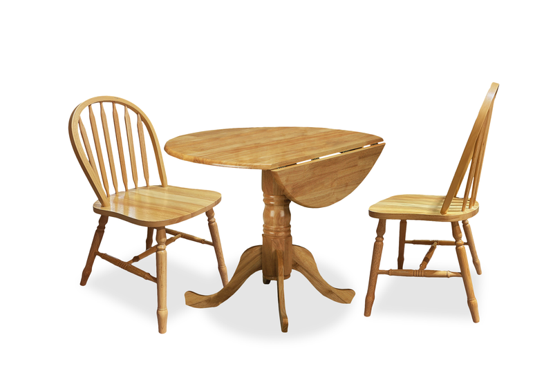 Hana Drop-Leaf Dining Table, Wood, Pedestal Base, 40\"W - Natural