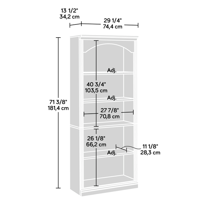 Halston 29.29” 5-Shelf Bookcase with Adjustable Shelves – Grand Walnut 