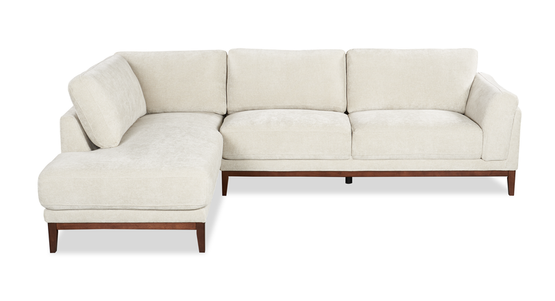 Horizon 2-Piece Left-Facing Fabric Sectional with Wood Base and Legs - Stone