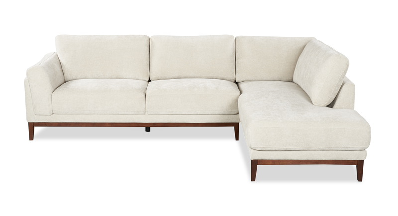 Horizon 2-Piece Right-Facing Fabric Sectional with Wood Base and Legs - Stone
