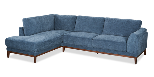 Horizon 2-Piece Left-Facing Fabric Sectional with Wood Base and Legs - Navy 