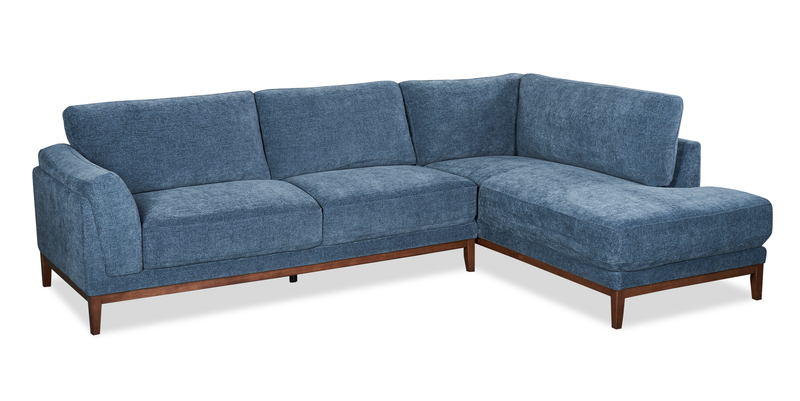 Horizon 2-Piece Right-Facing Fabric Sectional with Wood Base and Legs - Navy