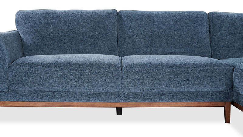 Horizon 2-Piece Right-Facing Fabric Sectional with Wood Base and Legs - Navy