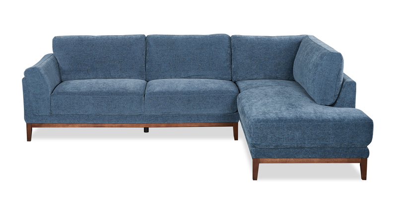 Horizon 2-Piece Right-Facing Fabric Sectional with Wood Base and Legs - Navy
