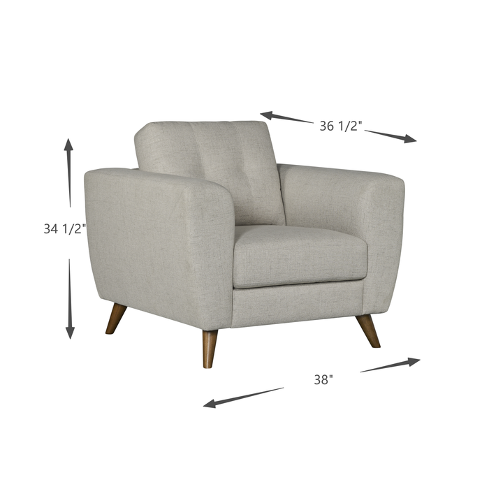 Iverly 38” Linen-Look Fabric Chair with Removable Back Cushion -Sand