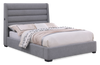 Jade Upholstered Platform Bed with USB Ports in Grey Fabric - Queen Size | Base de lit plateforme rembourrée Jade en tissu gris avec ports USB - format grand lit