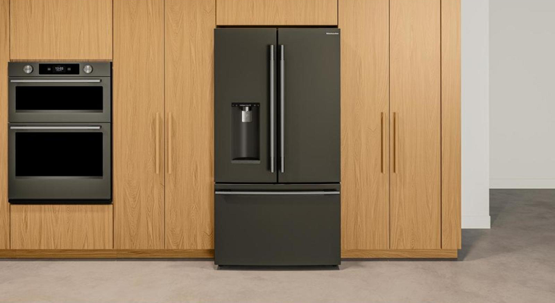 KitchenAid 35.6\" 23.1 Cu. Ft. Counter-Depth French Door Refrigerator – Black Ore - KRFC536SBE