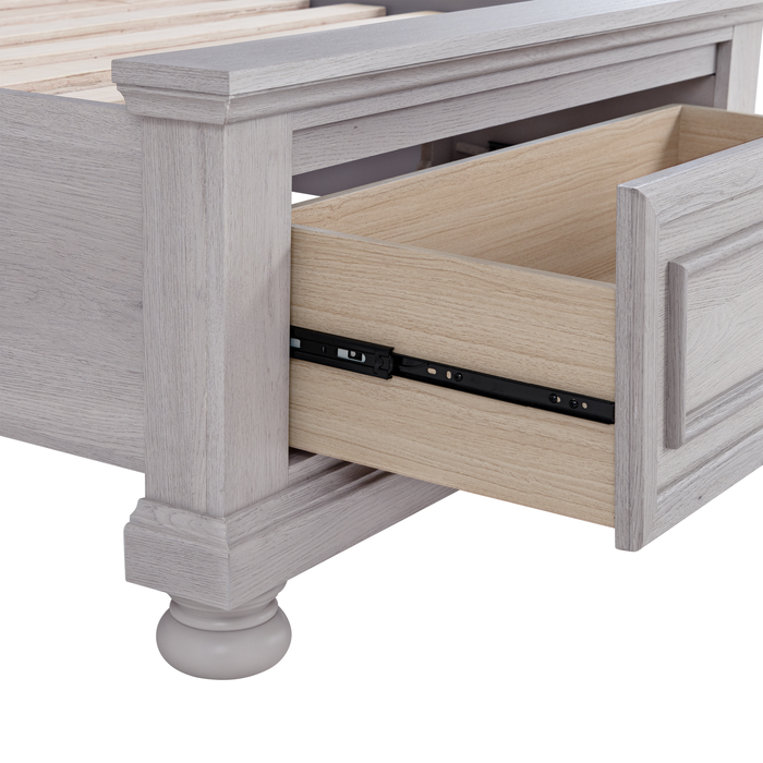 Kylie Platform Storage Bed with Headboard & Frame, Sand - Twin Size