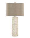Lacey 16\" Table Lamp with Beige Linen-Look Shade – Brown