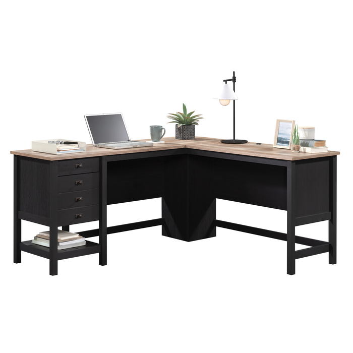 Lance 65.12\" L-Shaped Office Desk with 2 Drawers – Raven Oak